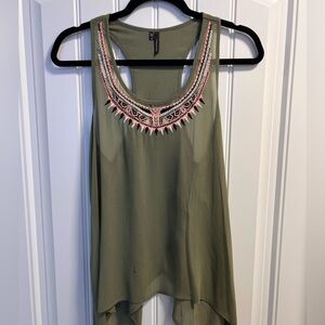 Flowy, Olive, see through top